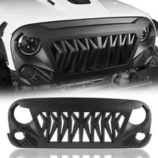 ABS Matte Black Front Shark Grille Grill Grid for 2007-2018 Jeep Wrangler JK JKU