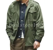 Hot SALE Jacket Military Jacket Men's Pockets Retro Casual Work Coat Green New