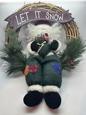 Handmade Christmas Decoration Wreath Santa LET It SNOW Mistletoe