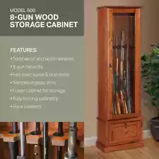 8 Gun Key Locking Gun Cabinet in Brown