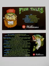 * * 'FISH TALES' Williams 1992 Custom Instruction/Apron Cards (New) * *