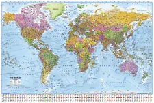 Detailed Modern Political Map Of The World - Poster (Country Flags) (36" x 24")