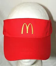 McDonalds Fast Food Restaurant Yellow Arches "M" Red Visor Cap Hat New OSFM