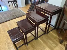 Vintage Rosewood Asian Chinese Nesting Tables - Set of 4