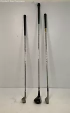 Lot Of Assorted Wilson Driver Putter Golf Clubs With Titleist Carrying Golf Bag