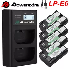 Powerextra LP-E6 Battery Dual Charger for Canon EOS 80D 6D 7D 70D 60D 5D Mark II