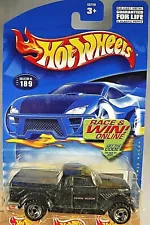 2001 Hot Wheels Mainline/Collector #189 DODGE POWER WAGON Black w/RZR Sp Wheels