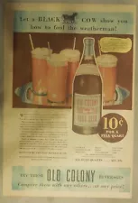 Old Colony Ad: Root Beer Black Cow Float ! from 1937 11 x 15 inches