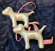 Lot 2 Victoria’s Secret PINK Stuffed Dogs Hanging Silver Dogs