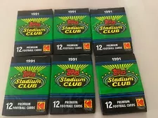 1991 Topps Stadium Club Football 6 Packs from Fresh Box. Possible Brett Favre RC