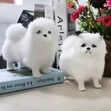 Pomeranian Dog Lifelike Figurine Decoration Simulation Animal Model Kid Gift