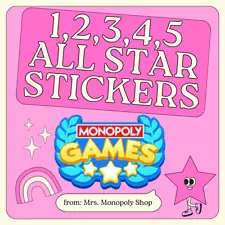 Monopoly Go All 1/2/3/4/5 Star Stickers Cards - Super FAST & CHEAP! Games Album