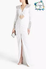 RRP€1530 DUNDAS Evening Gown US0 IT38 XS Ruched Cut Out Sequins Embellished