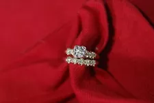 14K 2PIECE ANTIQUE WEDDING SET ROUND DIAMONDS 1/2 CTW.