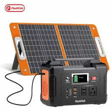 Portable 200W Power Station 60W/18V Solar Panel Backup Outdoor/Indoor/Camping/RV