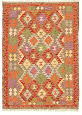 Vintage Hand Woven Carpet 4'0" x 5'7" Traditional Wool Kilim Rug