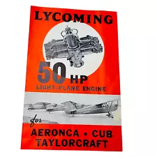 1930s Lycoming Aeronca Cub Taylorcraft O-145-A1 Aircraft Engine Brochure Vintage