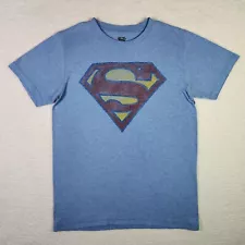 Superman Graphic Shirt Small Blue Crew Neck T-shirt DC Comics Memorabilia Unisex