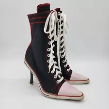 Anne Michelle Nowell Stiletto High-top Sneaker Boot Heels Chuck Taylor Size 7