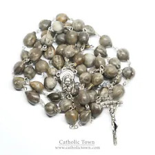 Catholic JOB'S TEARS Seed Bead Rosary with Madonna and Child medal and Crucifix