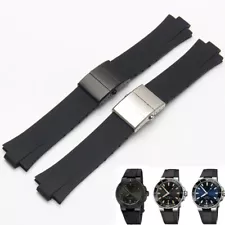 Rubber Convex Interface Watchband for ORIS AQUIS Diving Strap Folding Buckle