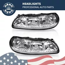 Headlights Assembly for 1997-2003 Chevy Malibu Clear Lens Chrome Housing Lamps (For: 2003 Chevrolet Malibu)