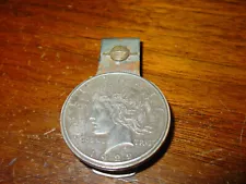 1951 Rocket Engine Cars Oldsmobile Money Clip 1922 Peace Silver Dollar Q7