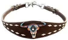 Showman Dark Leather Wither Strap w/ Cow Skull Accent