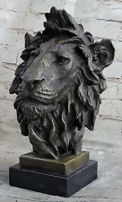 Large African Male Lion Bust Bronze Marble Sculpture Statue Decor Figure Sale