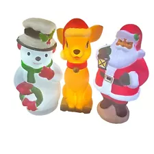 Lot of 3 Holiday Time 11" Christmas Blow Molds - Light Up!! Santa Snowman