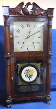 ANTIQUE 8 DAY T/S DBLE DECKER WOODEN WORKS HALF COLUMN/SPLAT MANTEL/SHELF CLOCK