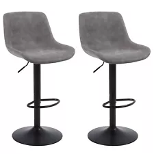 Bar Stools Set of 2, Swivel Counter Height Barstools with Back,Gray