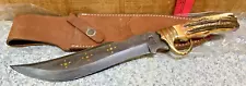 COLT BOWIE TYPE STAG HANDLES FIXED DAMASCUS BLADE KNIFE