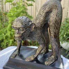 Vintage Monkey Table Lamp Bronze Tone Resin Sculpture No Shade No Blub