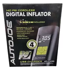 Auto Joe Cordless Digital Air Pump Inflator Power Bank 12-Volt DC Adaptor Light