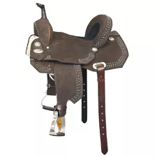 HS Hilason Flex Tree Western Horse Trail Barrel American Leather Saddle Brown