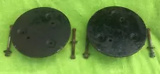 SET OF TWO GARDEN TRACTOR CAST IRON WHEEL WEIGHTS THAT WEIGHT 21 POUNDS EACH