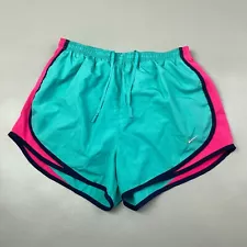 Nike Dri-Fit Tempo Brief Lined Running Shorts Blue Pink Trim Women's Medium