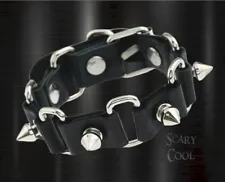 New Spike Stud Rivet Vegan Leather Biker Men Women Punk Rock Bracelet Wristband