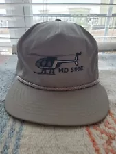 Vintage McDonnell Douglas MD 500E Helicopter Hat Otto 500e 500 Gray Cap