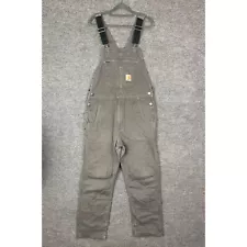 Carhartt Overalls Bibs 102987-039 Carpenter Mens Double Knee Gray Size 34 x 32