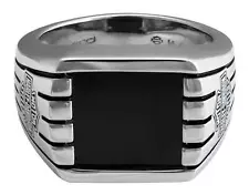 Harley-Davidson Men's Bar & Shield Steel Lines Ring, Silver Stainless Steel