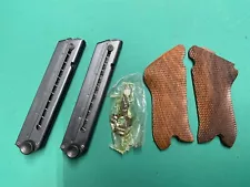 Lot of Reproduction Luger P08 Pistol Parts 8rd Magazine Grip Set Takedown Tool