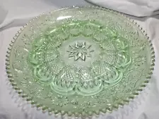 Vintage Tiara Exclusives Indiana Sandwich Glass Chantilly Green Egg Platter Tray