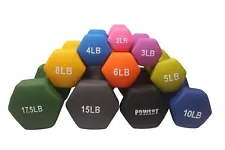 POWERT HEX Neoprene Coated Colorful Dumbbell Weight Lifting Training--One Pair