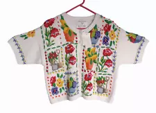 PL NWT New Vintage 90s Marisa Christina Sweater Cardigan Fruit Flowers