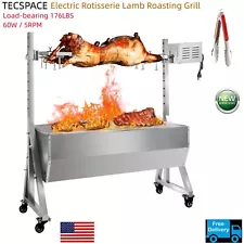 TECSPACE 45'' Spit Roaster Rotisserie Pig Lamb Roast BBQ Portable Outdoor Grill