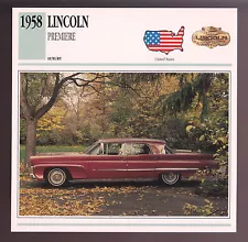 1958 Lincoln Premiere Hardtop Landau 4-Door Car Photo Spec Sheet Stat Info CARD