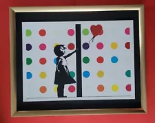 Death NYC Large Framed 16x20in Pop Art Certified Girl Banksy with Hirst Dots ^/