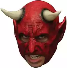 ADULT RED DEVIL WITH HORNS LATEX CHINLESS MASK GHOULISH Productions Demon mask